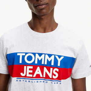 Tommy Jeans pánské šedé tričko Contrast color - XL (PJ4)